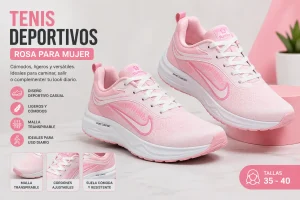 Tenis Deportivos Casual Rosa para Mujer