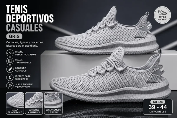 Tenis Deportivos Casual Gris