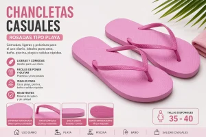 Chancletas Casual Rosadas Tipo Playa