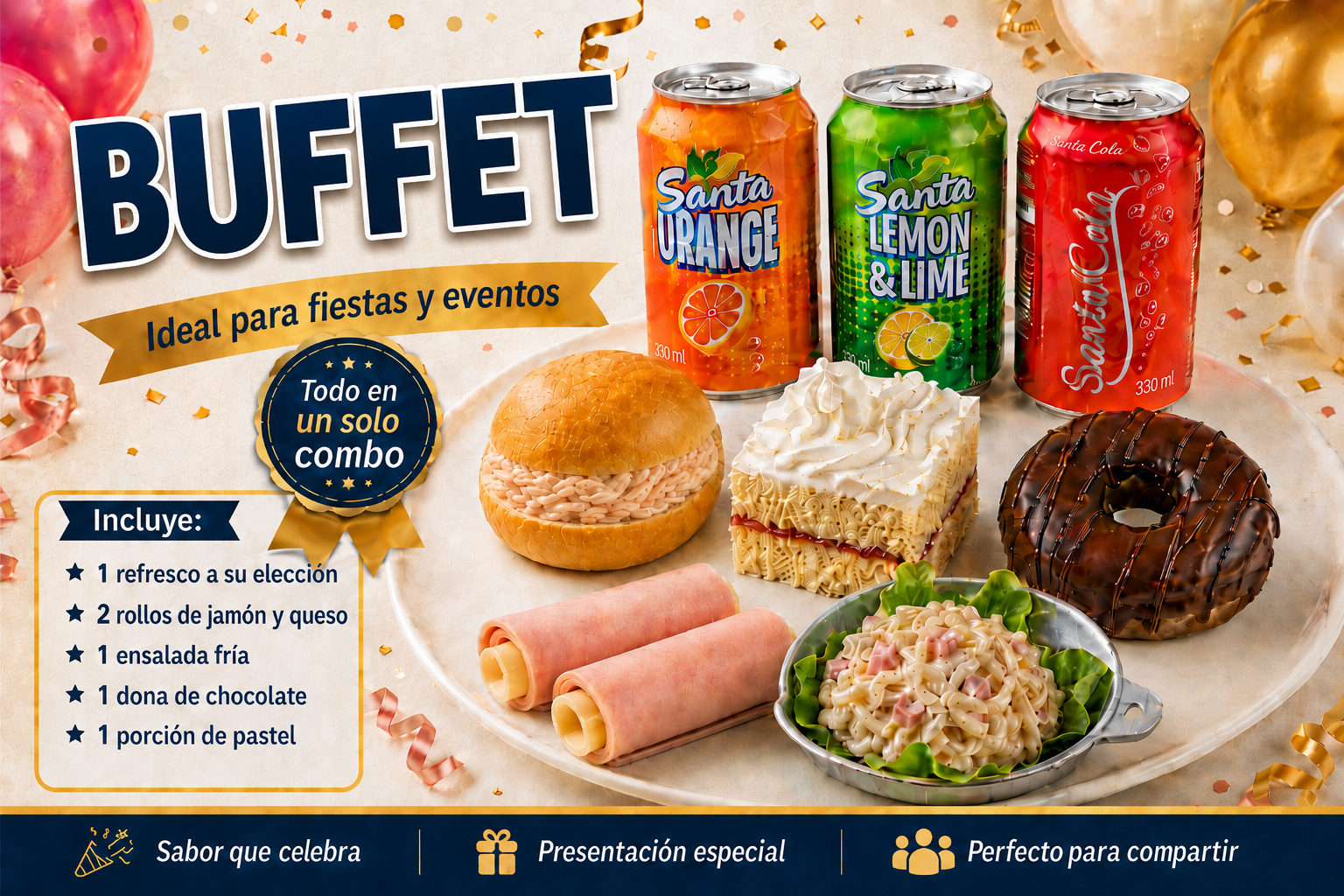 Combo para cumpleaños, fiestas y eventos de Supermerxi