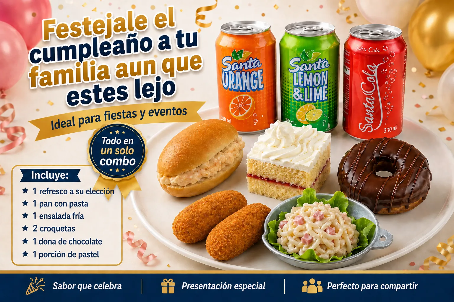 Combo para cumpleaños, fiestas y eventos de Supermerxi