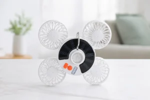 Ventilador Portátil de 4 Cabezas Recargable