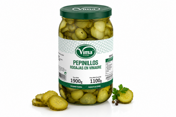 Pepinillos Vima en Rodajas en Vinagre 1900 g