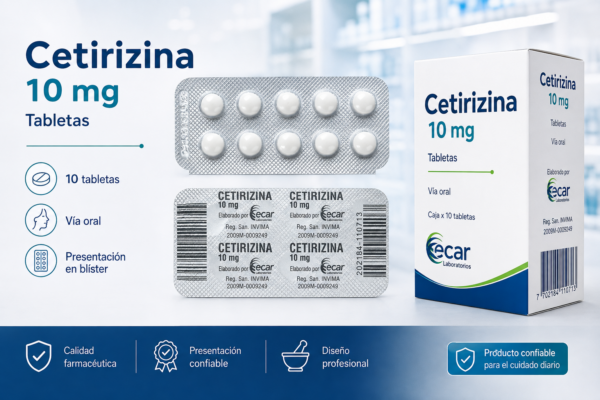 ChatGPT Image 23 ago 2026, 17_55_27 Cetirizina 10 mg Ecar Laboratorios – 10 Tabletas