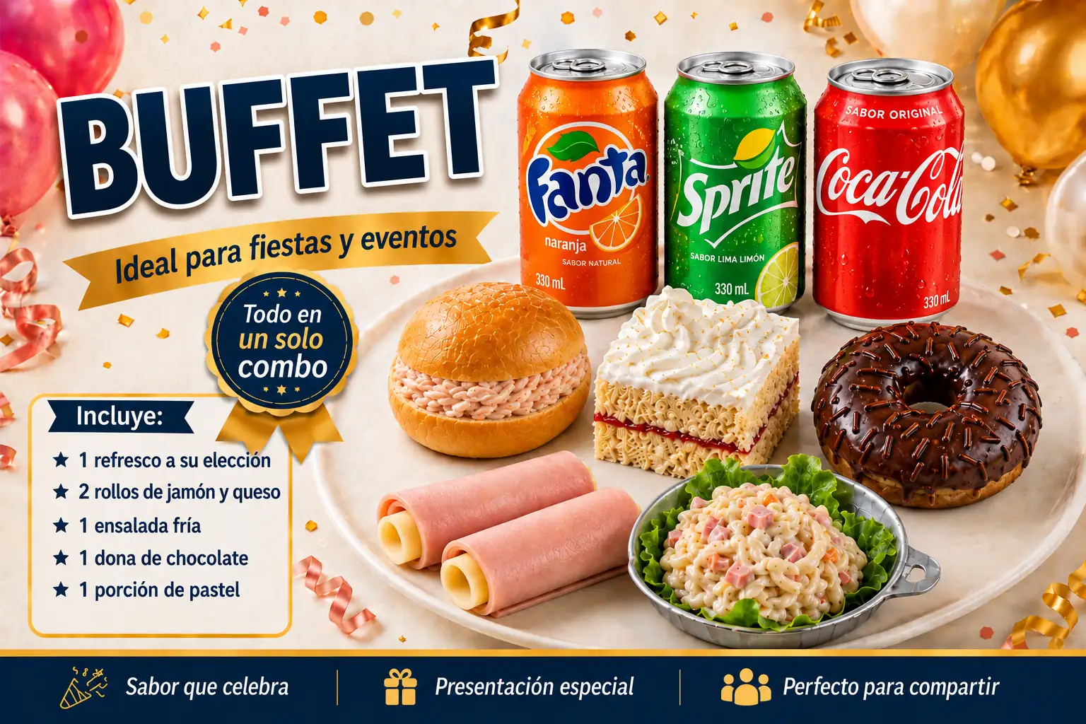 Combo para cumpleaños, fiestas y eventos de Supermerxi